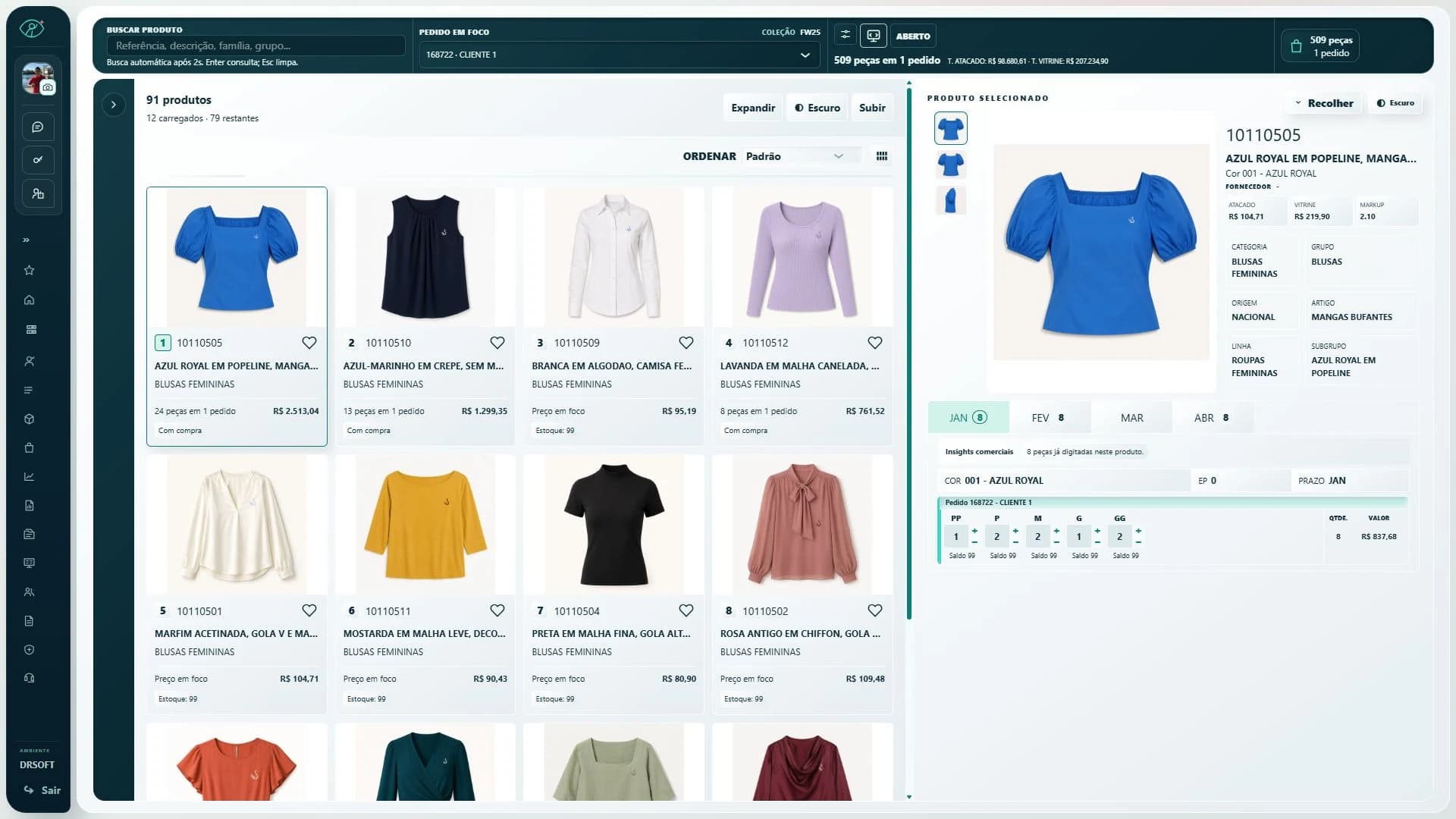 Catálogo digital SISBlink para apresentação de coleções de moda no atacado